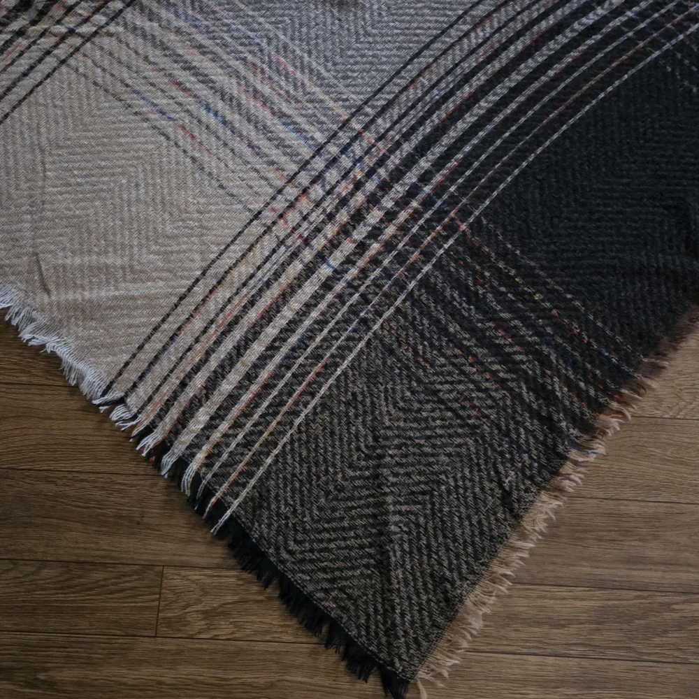 Cozy Chic – Oversized Plaid Triangle Blanket Scarf Shawl Hints Of Color